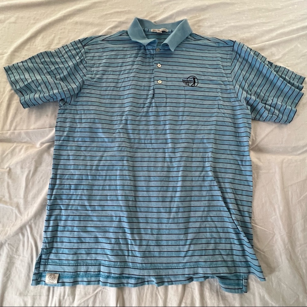 Peter Millar interlachen country club blue stripe polo L